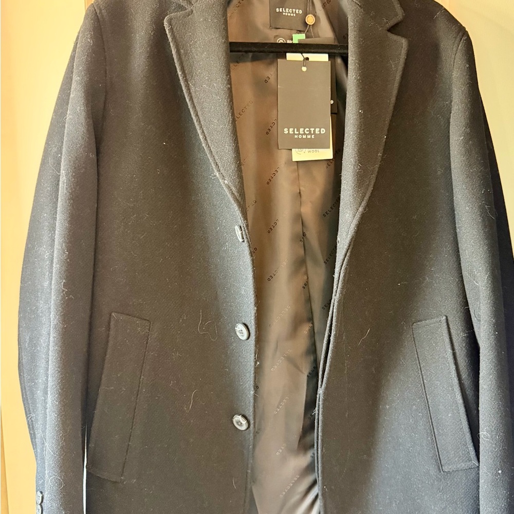 Men's black wool coat